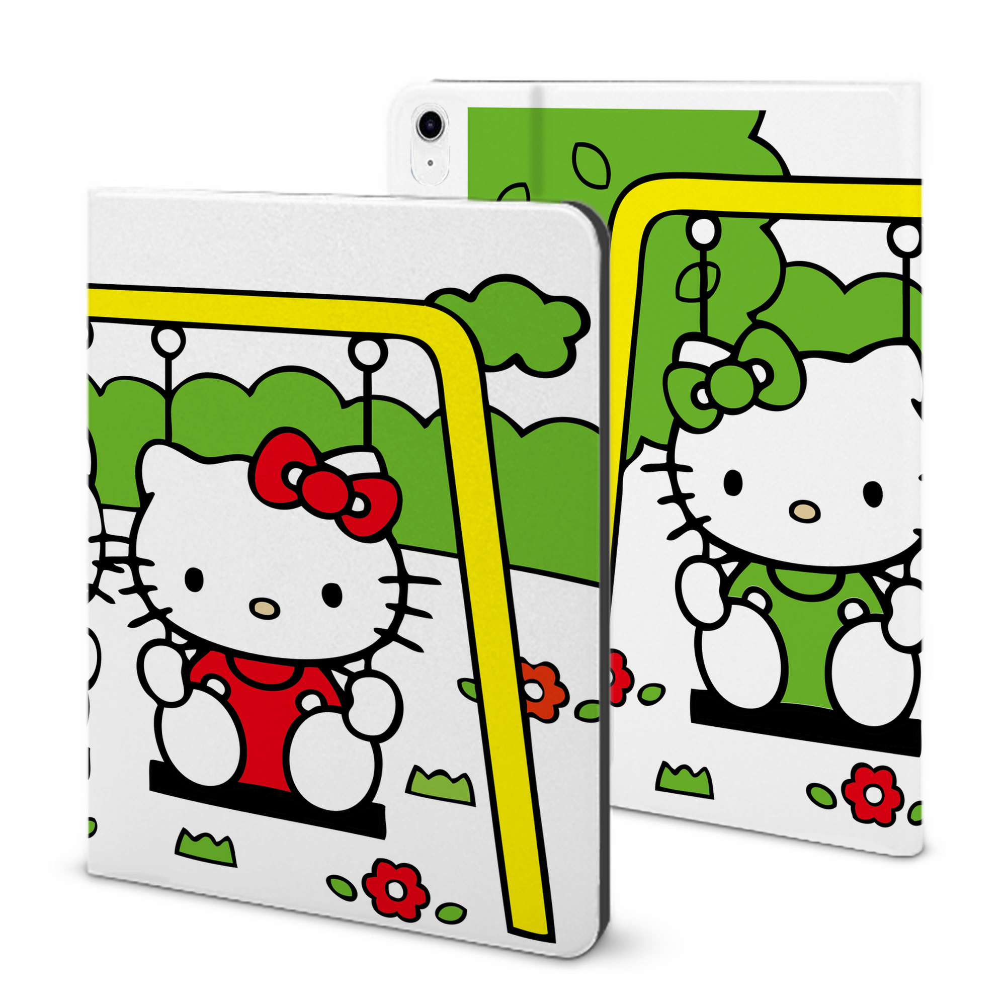 （画像用） Hello Kitty ハローキティ IPad ケース ブック型 PUレザー TPU 耐衝撃 軽量 薄型 ペン収納なし 全面保護 IPad 各モデル対応